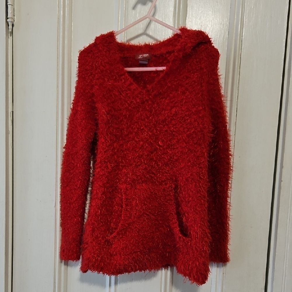 Arizona Jean Company Red Plush Hooded Sweater-Girls Small (6/7)